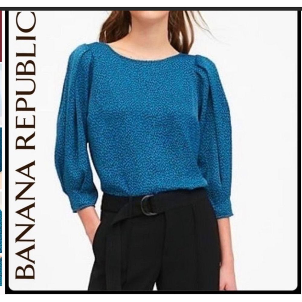 Banana Republic Teal Puff-Sleeve Blouse